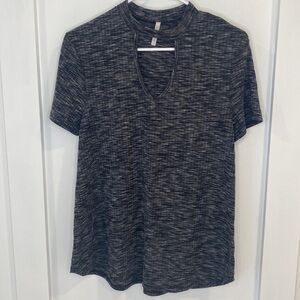 LIME n CHILI ribbed short sleeve keyhole front blouse